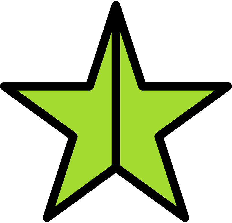 Lime Five-pointed Star Fractions 2:2