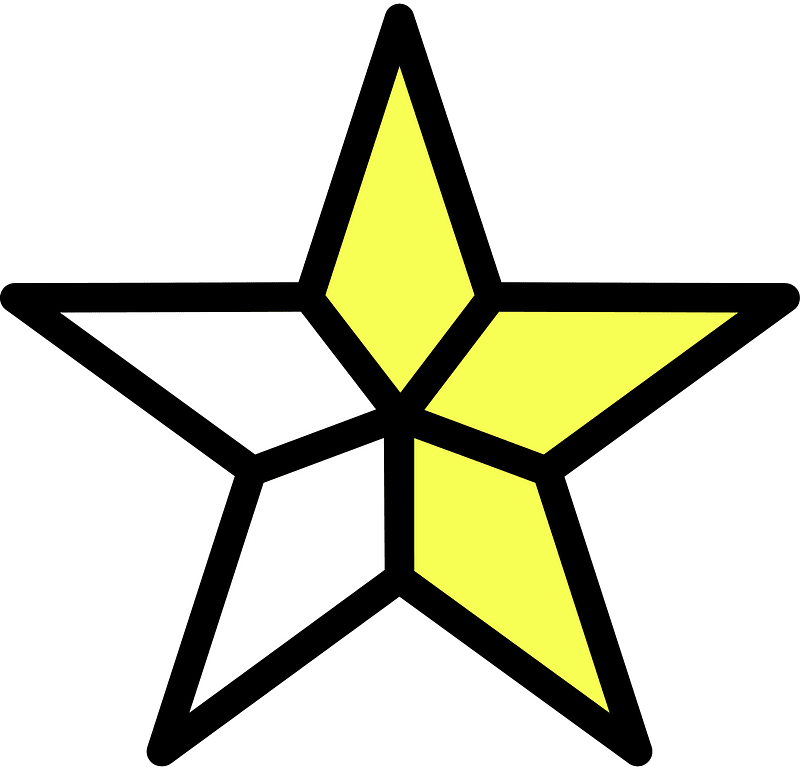 Yellow Five-pointed Star Fractions 1:5