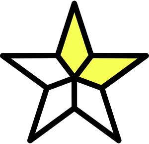 Yellow Five-pointed Star Fractions 2:5