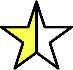Yellow Five-pointed Star Fractions 1:2