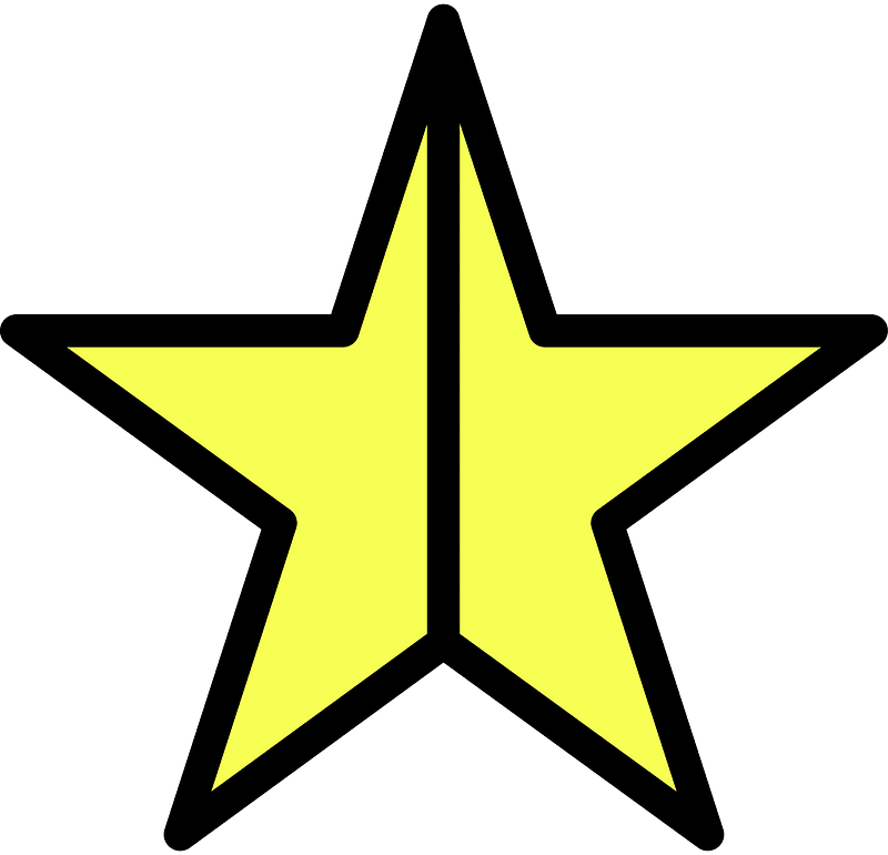 Yellow Five-pointed Star Fractions 2:2