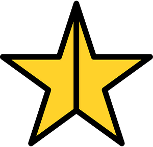 Yellow-Amber Five-pointed Star Fractions 2:2
