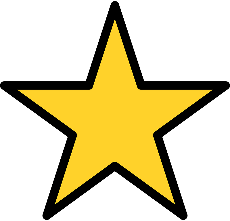 Yellow-Amber Five-pointed Star Fractions 1:1
