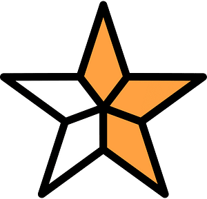Orange Five-pointed Star Fractions 1:5
