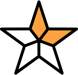 Orange Five-pointed Star Fractions 2:5