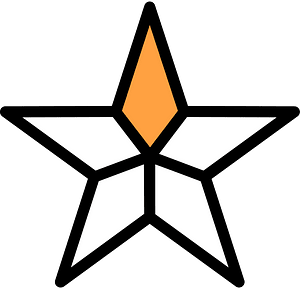 Orange Five-pointed Star Fractions 3:5