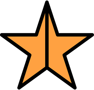 Orange Five-pointed Star Fractions 2:2