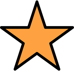 Orange Five-pointed Star Fractions 1:1