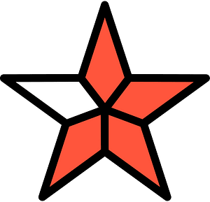 Vermilion Five-pointed Star Fractions 7:5