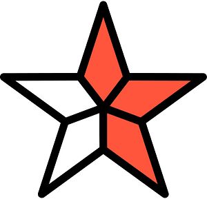 Vermilion Five-pointed Star Fractions 1:5
