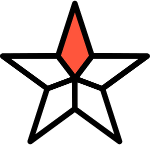 Vermilion Five-pointed Star Fractions 3:5