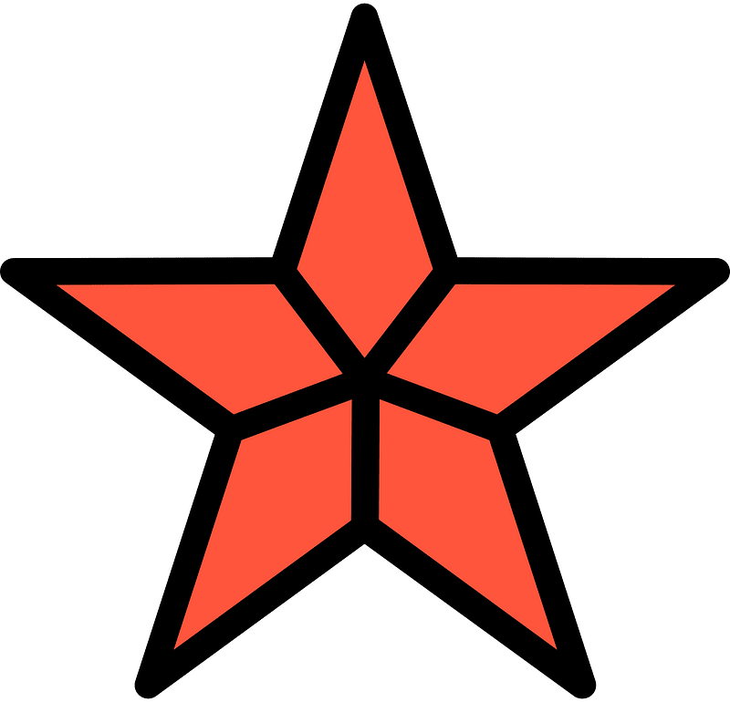 Vermilion Five-pointed Star Fractions 4:5
