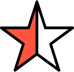 Vermilion Five-pointed Star Fractions 1:2