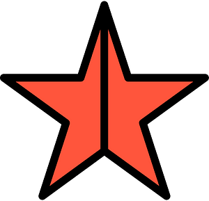 Vermilion Five-pointed Star Fractions 2:2
