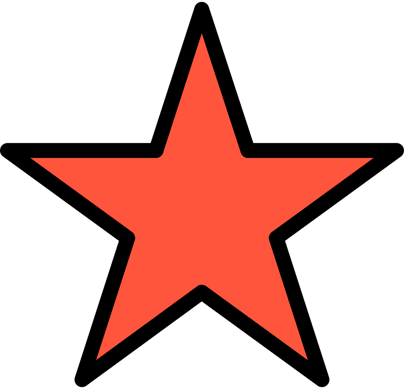 Vermilion Five-pointed Star Fractions 1:1