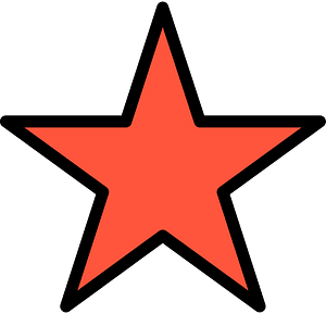 Vermilion Five-pointed Star Fractions 1:1