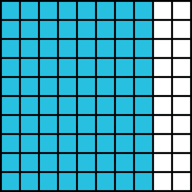 Cerulean-Blue Base Ten Squares 80:100