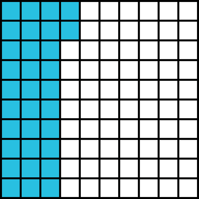 Cerulean-Blue Base Ten Squares 32:100