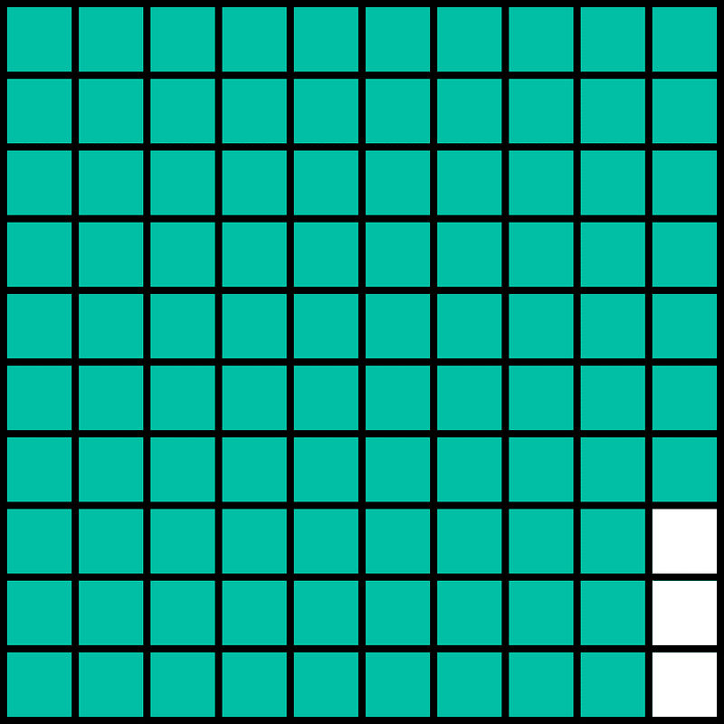 Teal-Green Base Ten Squares 97:100