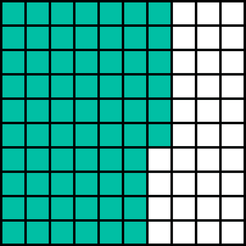 Teal-Green Base Ten Squares 66:100