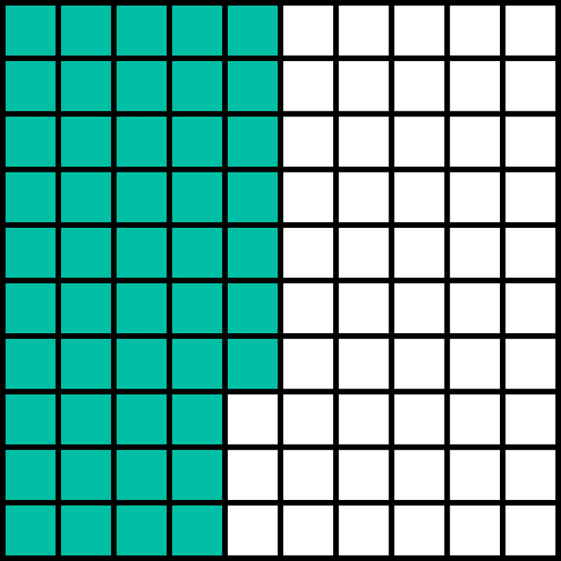 Teal-Green Base Ten Squares 47:100