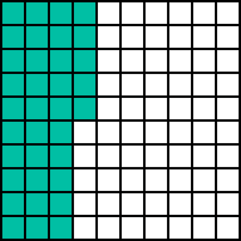 Teal-Green Base Ten Squares 35:100