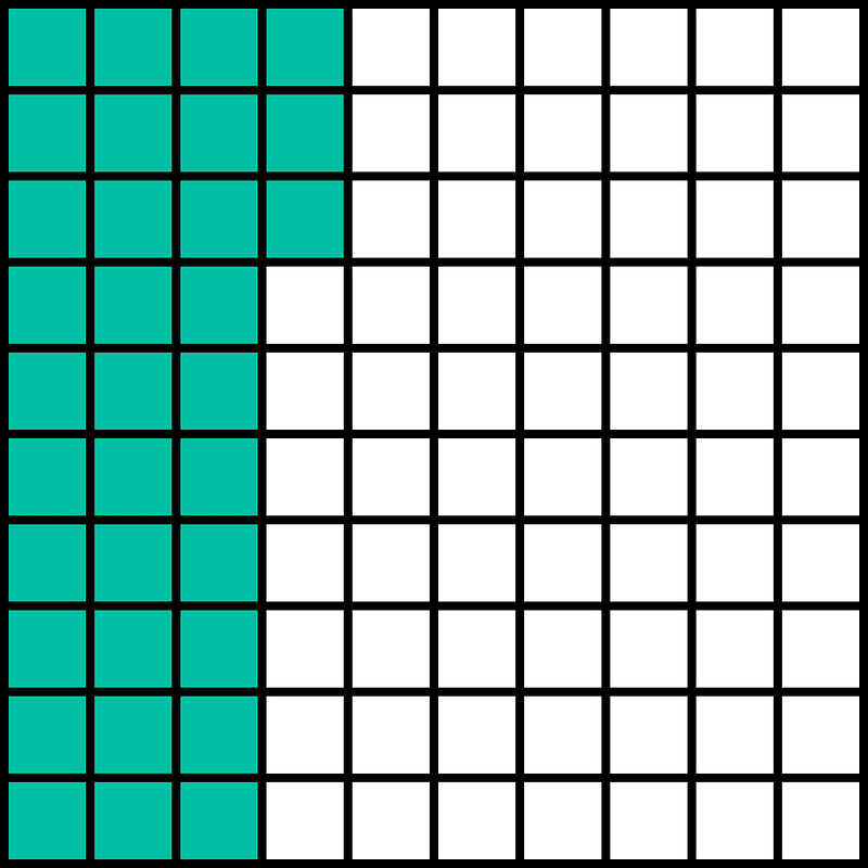 Teal-Green Base Ten Squares 33:100