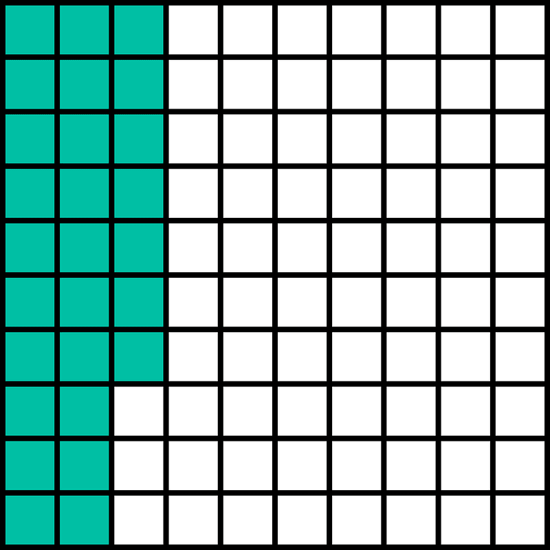 Teal-Green Base Ten Squares 27:100