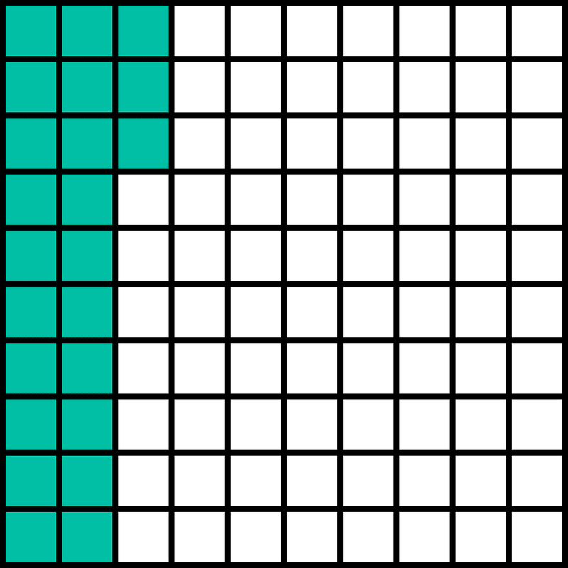 Teal-Green Base Ten Squares 23:100