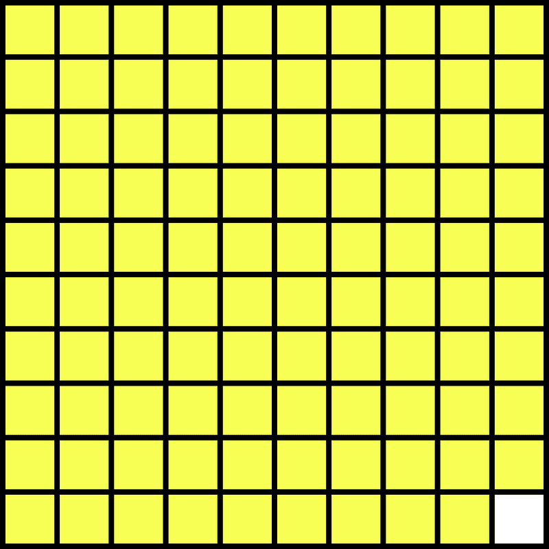 Yellow Base Ten Squares 99:100