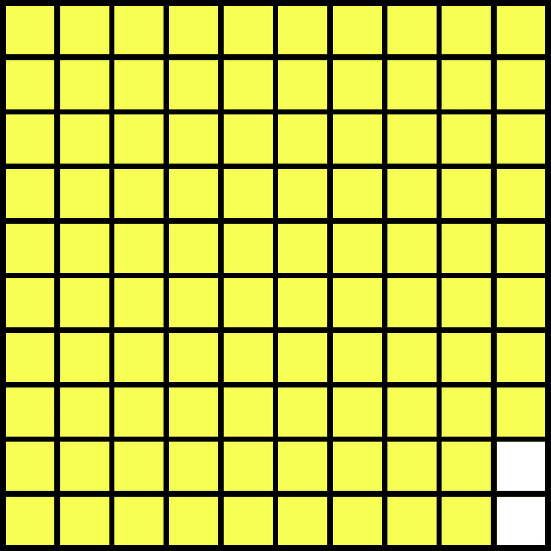 Yellow Base Ten Squares 98:100