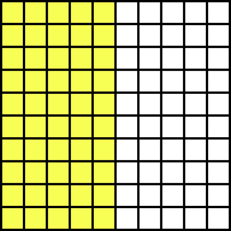 Yellow Base Ten Squares 50:100