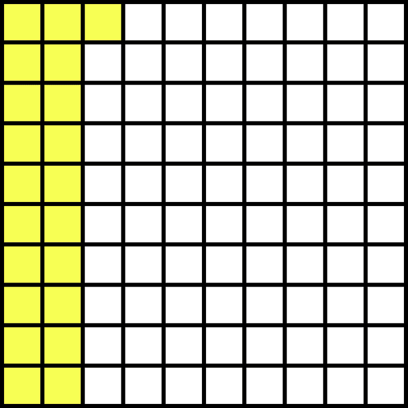 Yellow Base Ten Squares 21:100