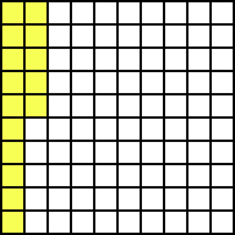 Yellow Base Ten Squares 15:100