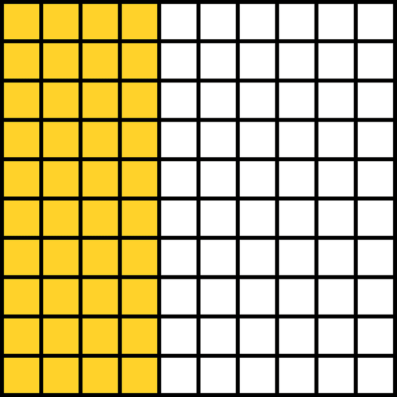 Yellow-Amber Base Ten Squares 40:100