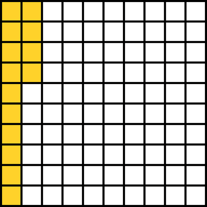 Yellow-Amber Base Ten Squares 14:100