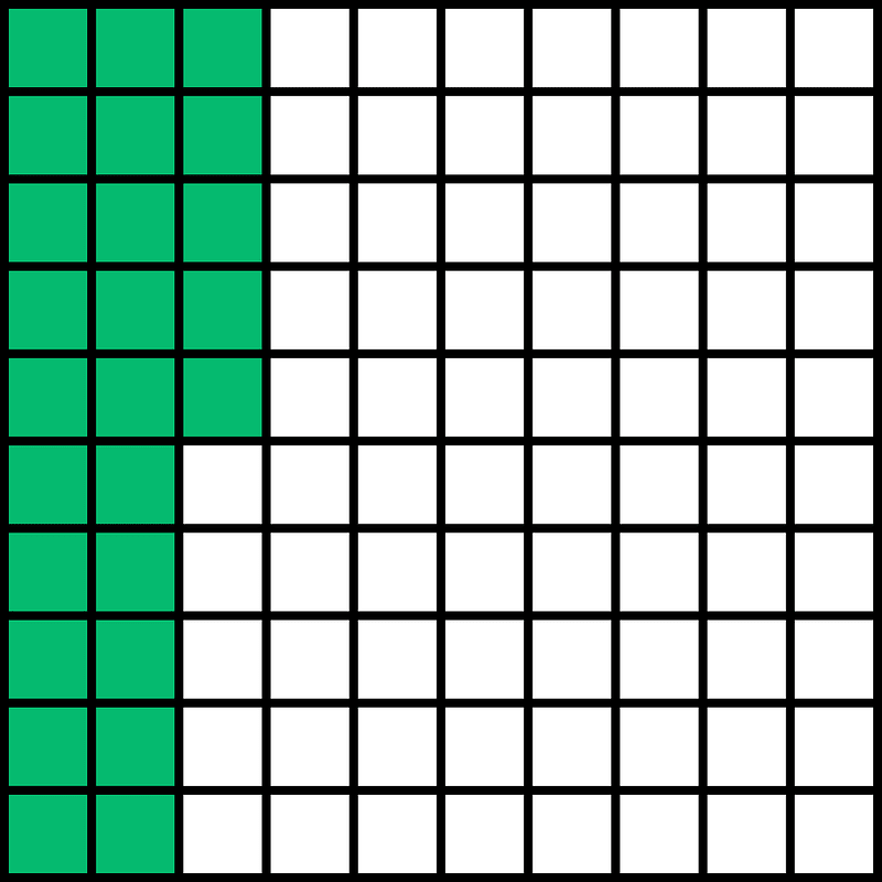 Green Base Ten Squares 25:100