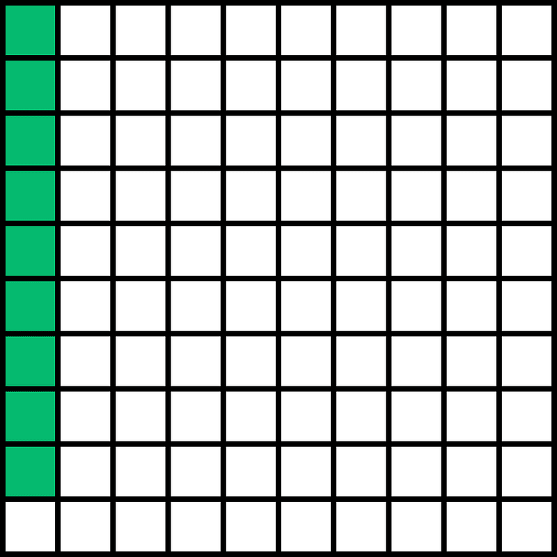 Green Base Ten Squares 9:100