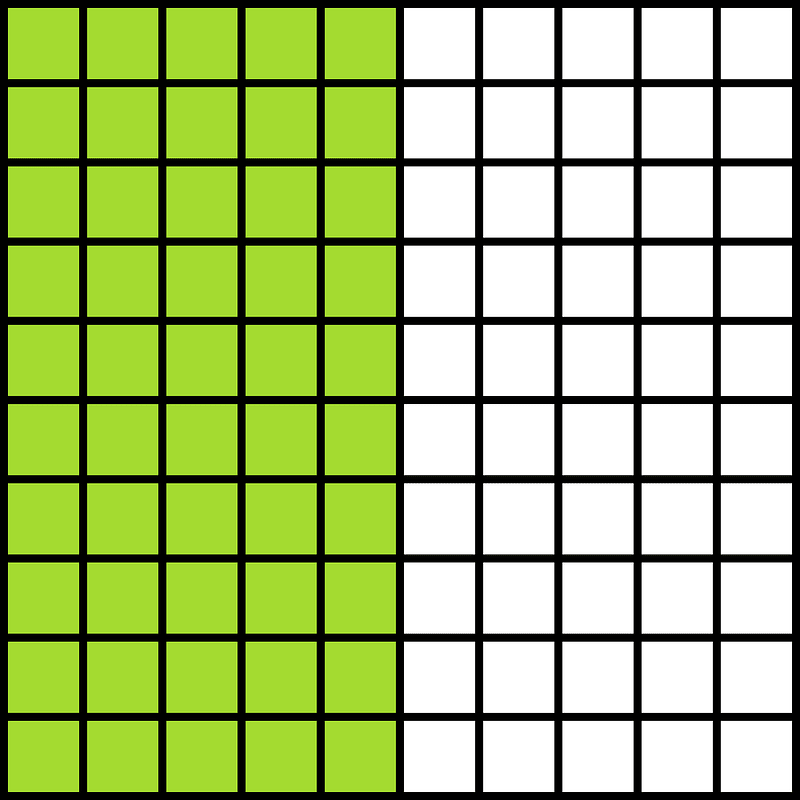 Lime Base Ten Squares 50:100