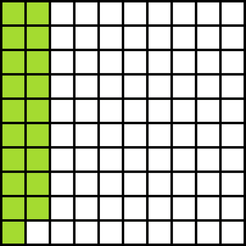 Lime Base Ten Squares 19:100