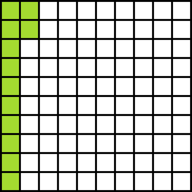 Lime Base Ten Squares 12:100