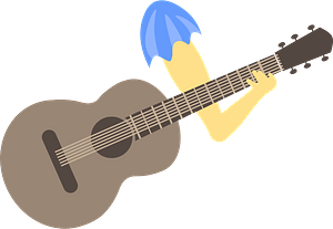Guitar with hand
