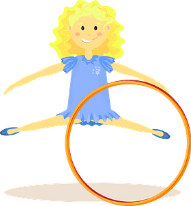 Girl performing arts gymnastics with hoop