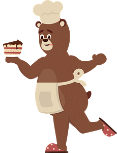 Bear cooking a cake