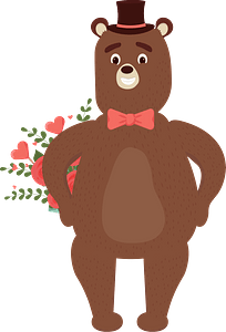 Bear with flowers in a date