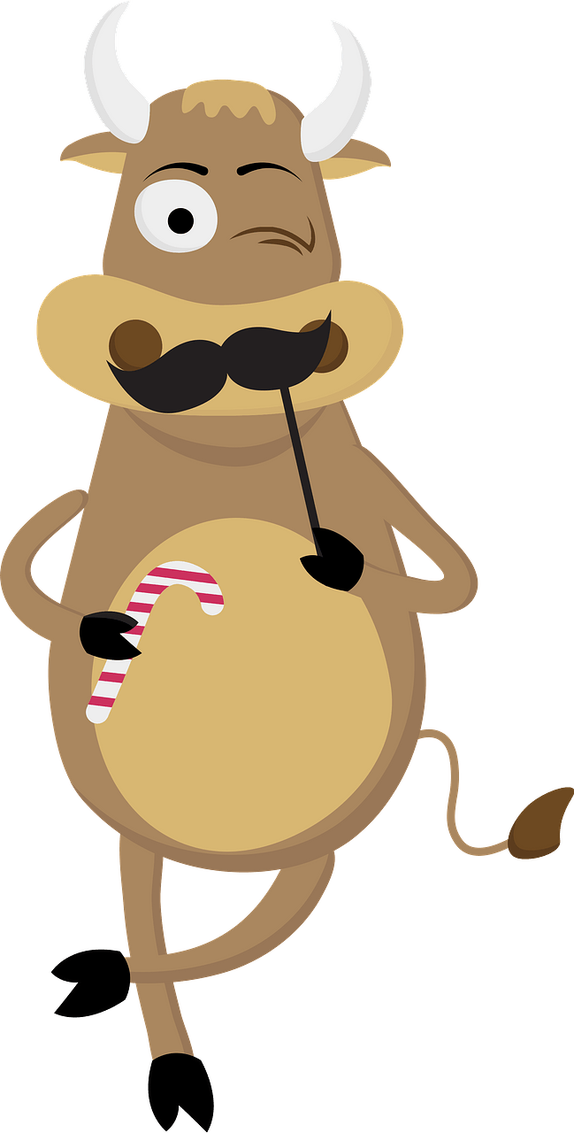 Bull posing with mustache