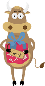 Bull with a present