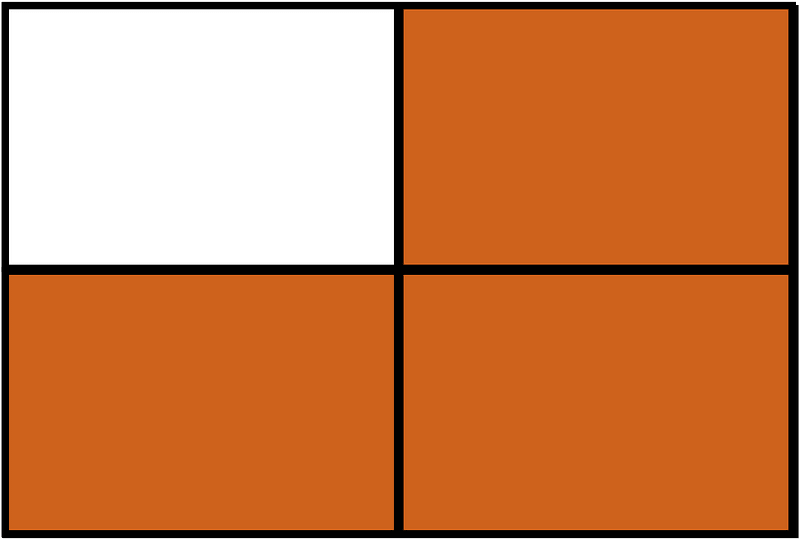 Orange-Brown Rectangle Fraction 3:4