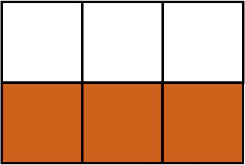 Orange-Brown Rectangle Fraction 3:6