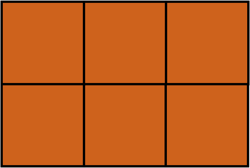 Orange-Brown Rectangle Fraction 6:6